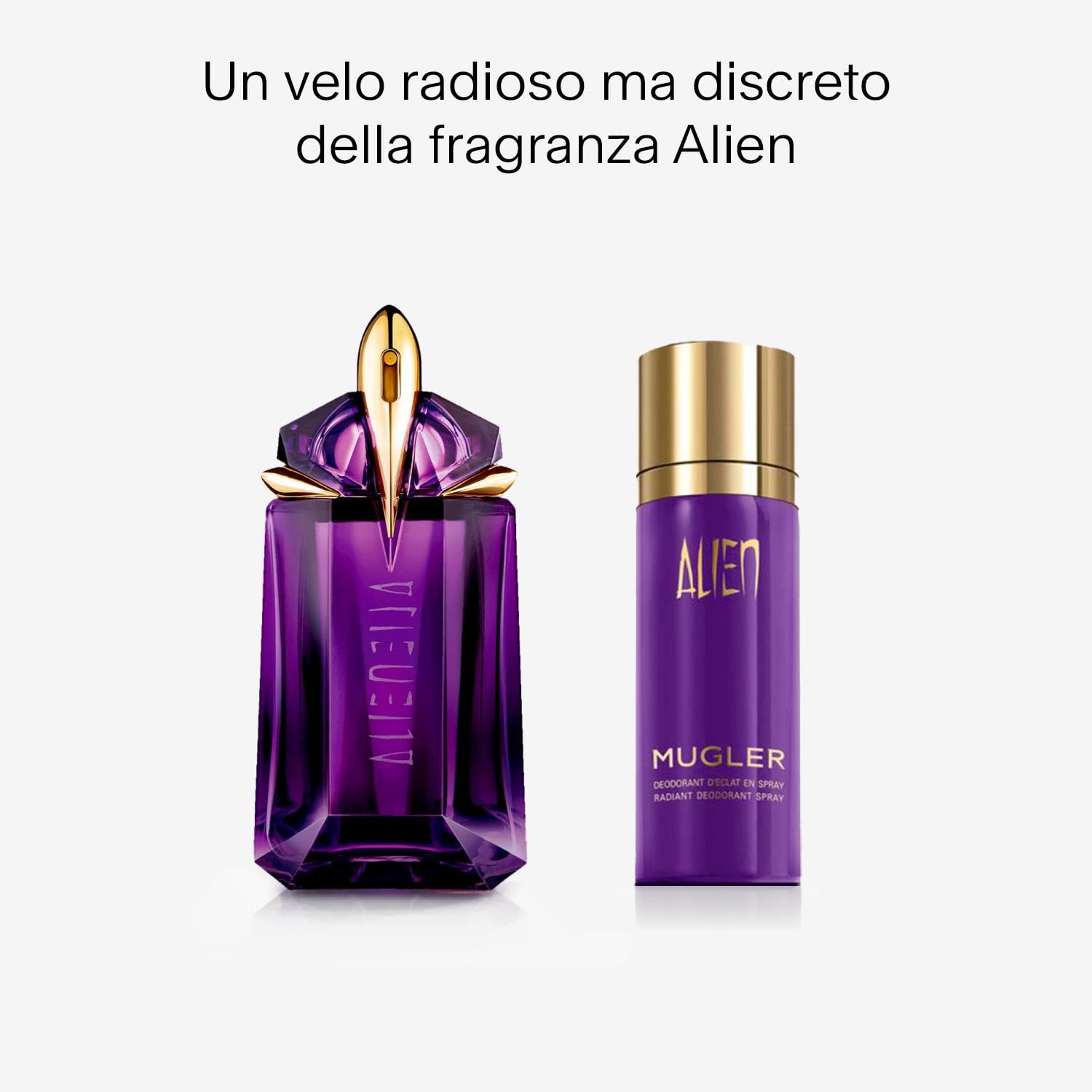 MUGLER Alien, Deodorante Spray Ambrato, Legnoso e Floreale, Fragranza Straordinaria, 100 ml