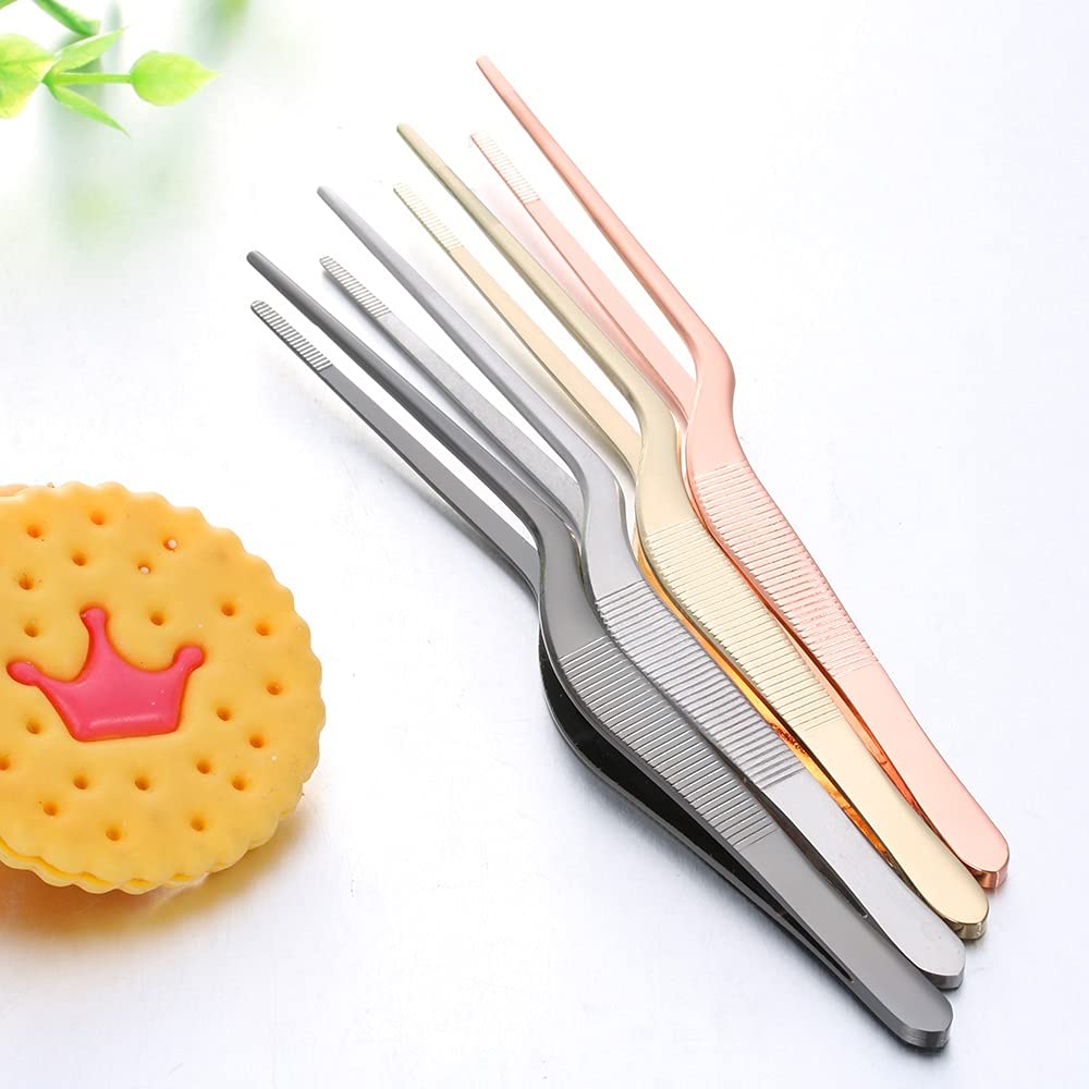 Pinzas de Cocina, 1 Pieza, Pinzas de Acero Inoxidable para Alimentos, Pinzas para Barbacoa, Clip para Barbacoa, Chef de Cocina, presentación para Servir, Restaurante (Rosa)