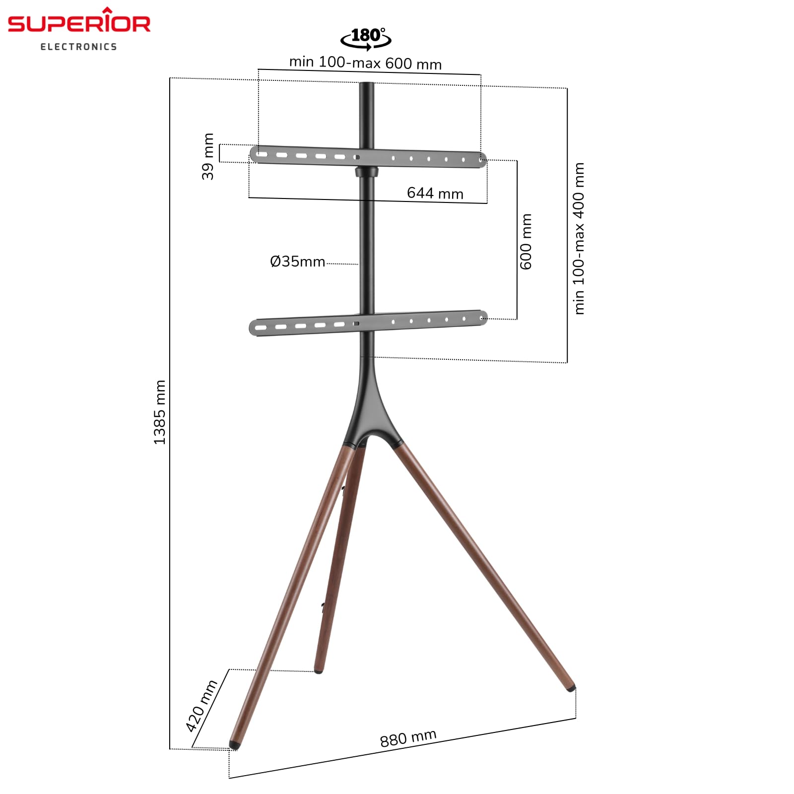 Stand TV Vesa Adattabile 42-70 Pollici Superior Electronics - Dettaglio