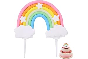 Pastel Rainbow Ceramic Cake Topper Set