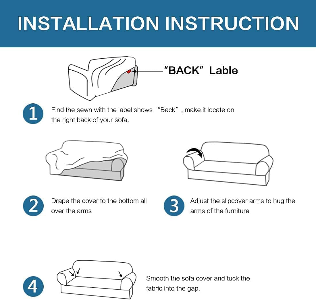 H.VERSAILTEX Stretch Sofa Covers for 3 Cushion Couch Bundle Stretch Chair Slipcover, Deep Teal