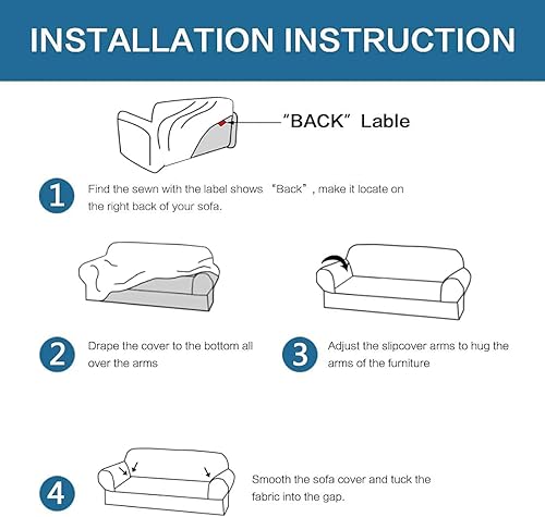 Miniatura 6 de H.VERSAILTEX Fundas elásticas para sofá de 3 cojines, fundas elásticas para sofá de 2 cojines, color verde azulado profundo