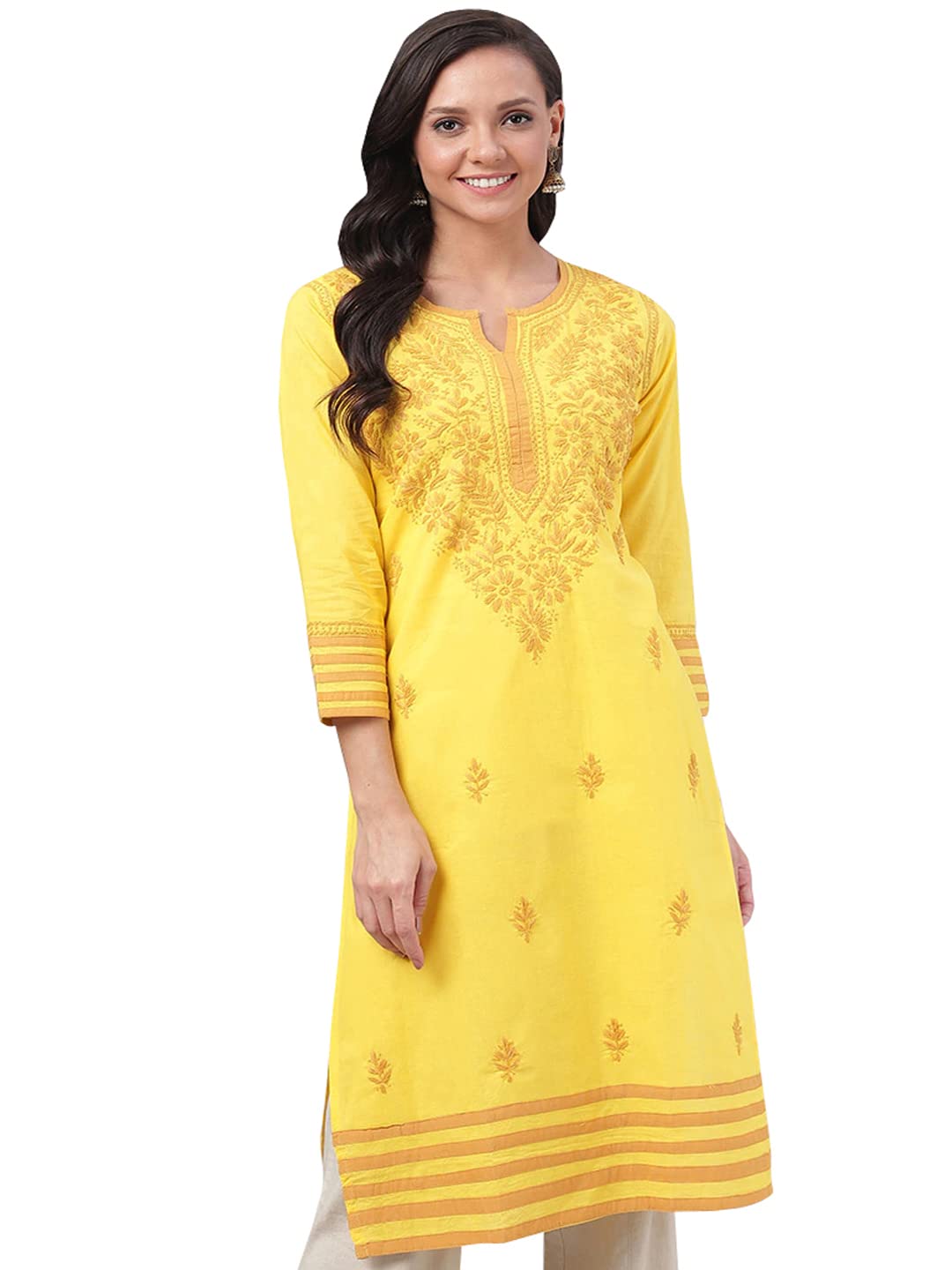 Ada Lucknowi Chikankari Hand Embroidery Women’s Cotton Kurta Kurti Tunic A149691 Ada Lucknowi Chikankari Hand Embroidery Women’s Cotton Kurta Kurti Tunic A149691