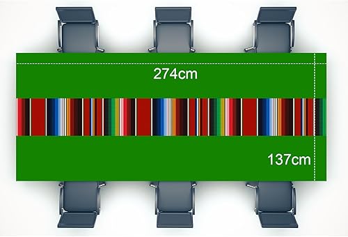 Miniatura 3 de Oudain Mantel de plástico de 3 piezas de 108 x 54 pulgadas, impermeable, a rayas mexicanas, para noche de tacos, festivales, fiestas, bodas (verde)
