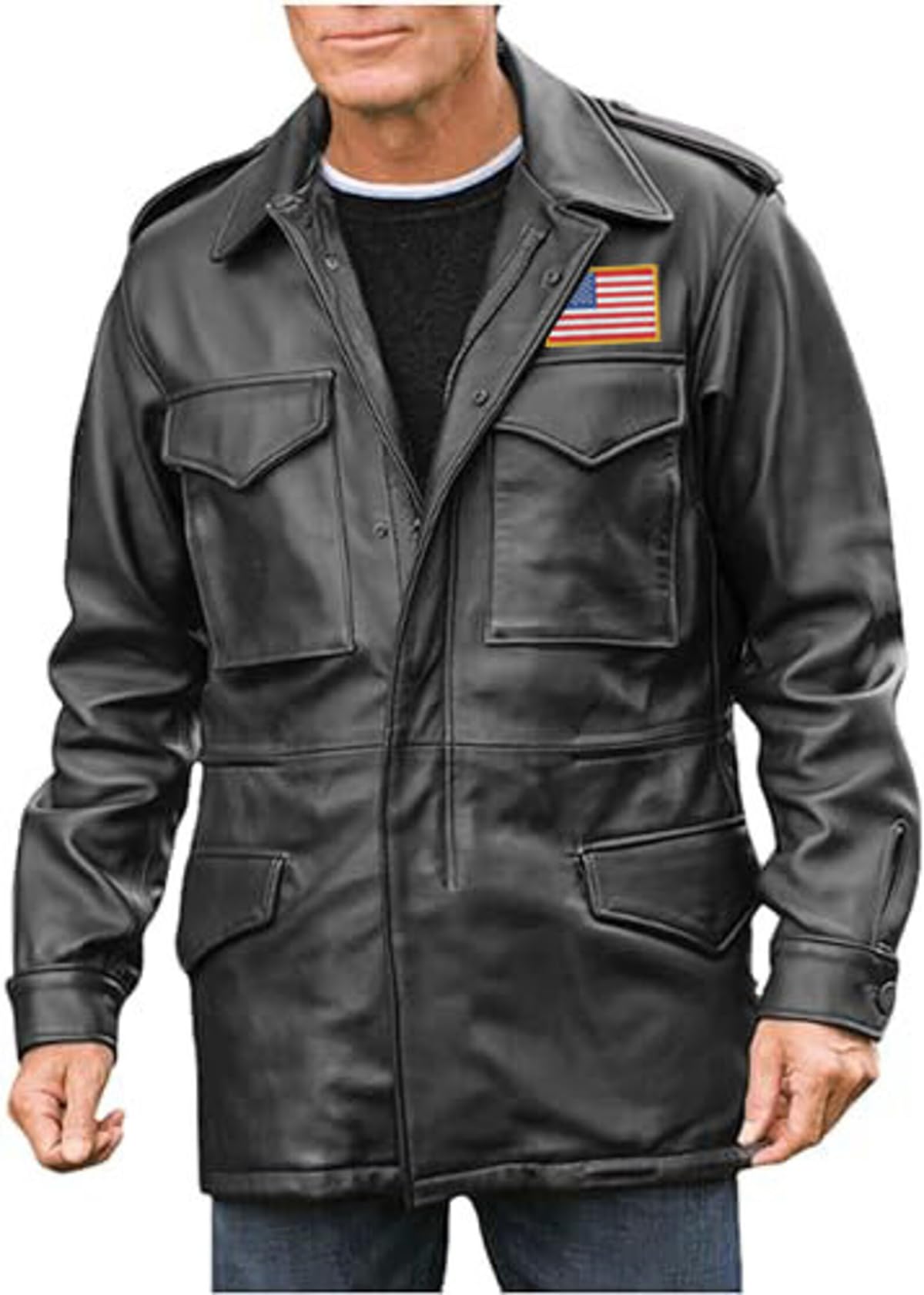 Fancyd Chaqueta de cuero M65 para hombre