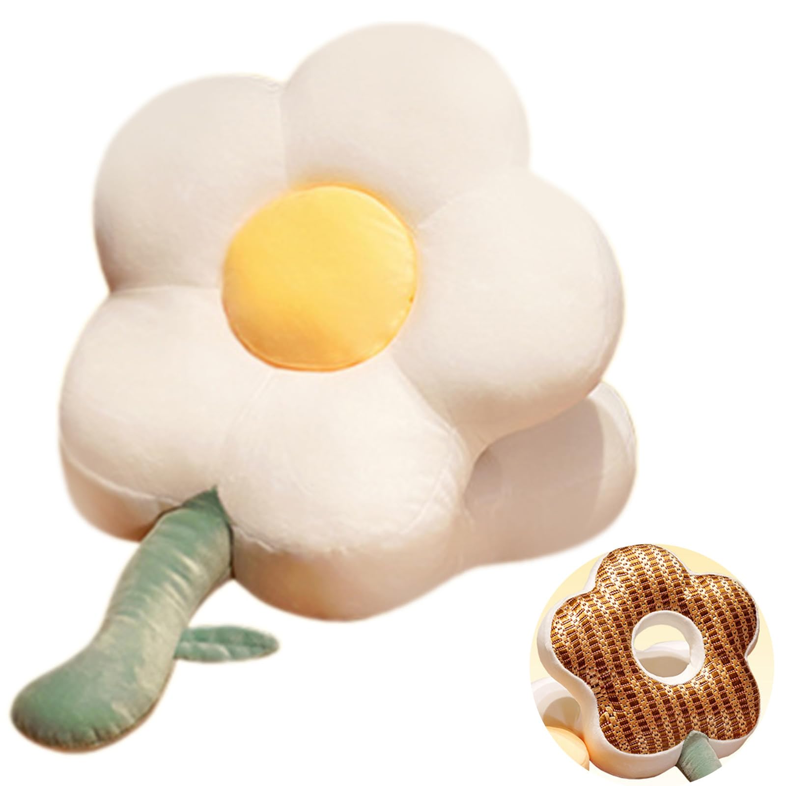 Tsophreniq White Desk Pillow For Comfortable Desk Rest Plush Flower Throw Pillow Soft Adjustable