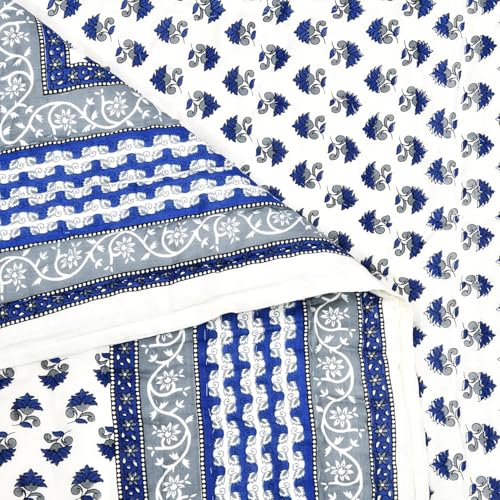 Image of EMIOUR 400 TC Pure Cotton Soft Jaipuri AC Quilt /Razai /Rajai Floral Print,Jaipuri razai Double Bed for Winter Printed (Design 10, Double Bed)