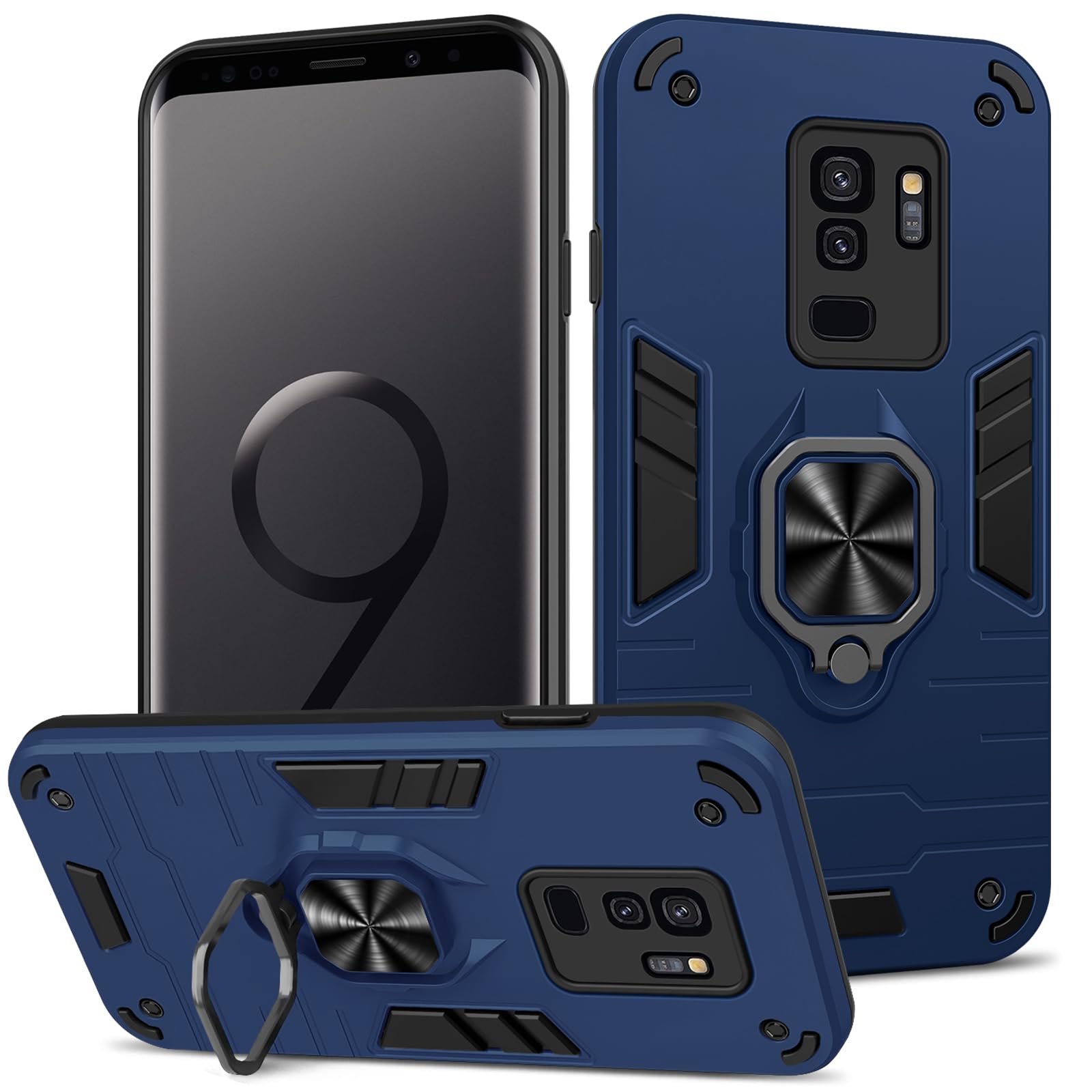 Funda para Samsung Galaxy A13 4G con Cristal Templado Protector Pantalla, Carcasa Antigolpes con Soporte anular metálico, Case Protectora de Grado Militar, Negro — view 20