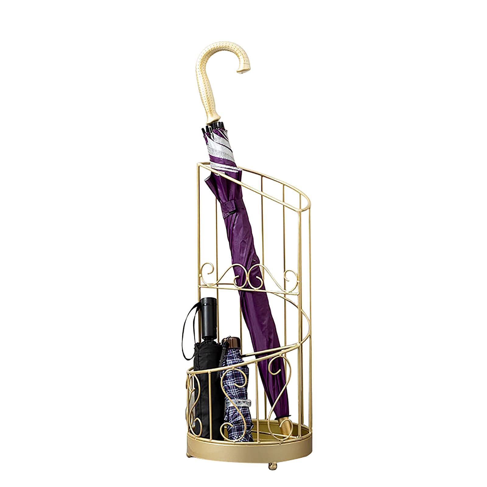 Rohcghc One Color Umbrella Stand, Umbrella Stands Indoor Holder Iron Art Rack Space Saving Round Walking Stick Stand, Openwork Design