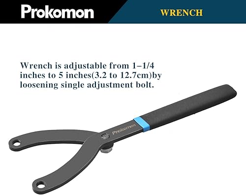 Miniatura 5 de Prokomon Juego de 15 piezas de llave de tuerca de pasador ajustable/Llave de embrague de ventilador de cilindro variable con soporte de polea y