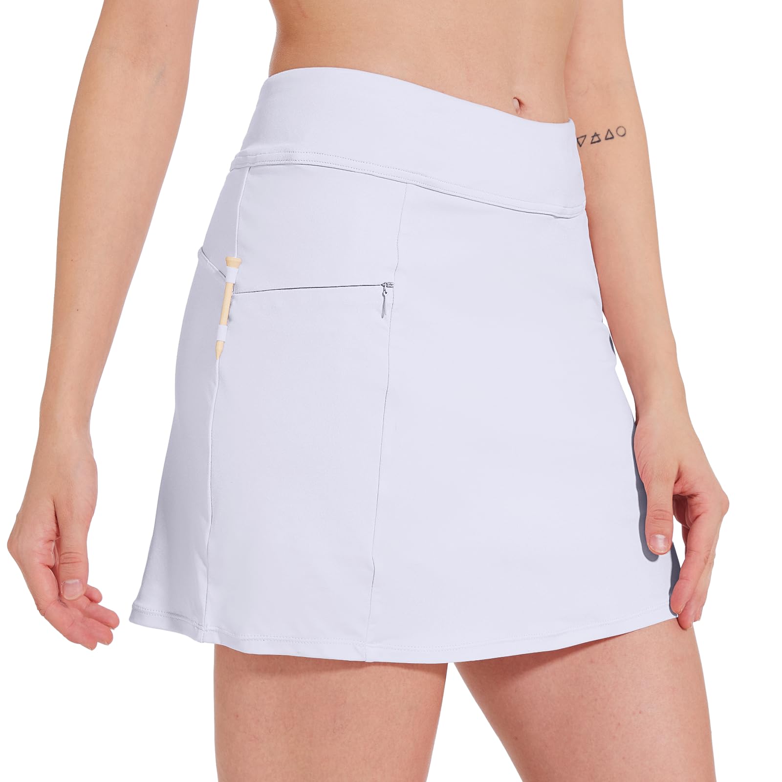 M MOTEEPI Tennis Skirts for Women High Waisted Golf Skort Skirt with Pockets 16" Tummy Control Skorts for Woman Dressy Casual