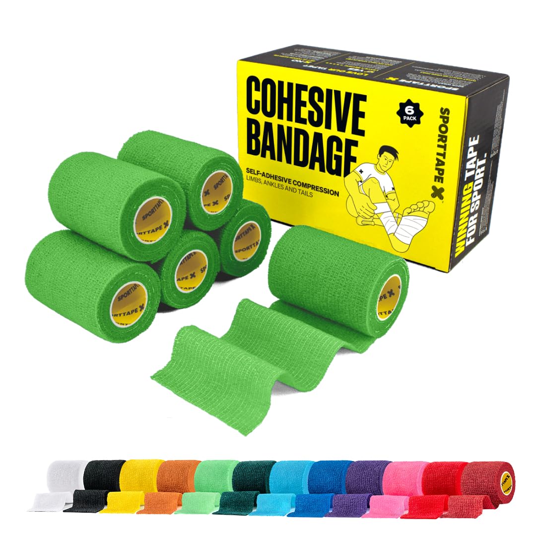 SPORTTAPE 6 Rolls Self-Adhesive Cohesive Bandage, 7.5cm x 4.5m, Beige - Compression & Vet Wrap for Dogs, Horses, Sports Stretch Tape for Football, Ankles, Joints, Fingers, Wrists & Sock Tape — view 12