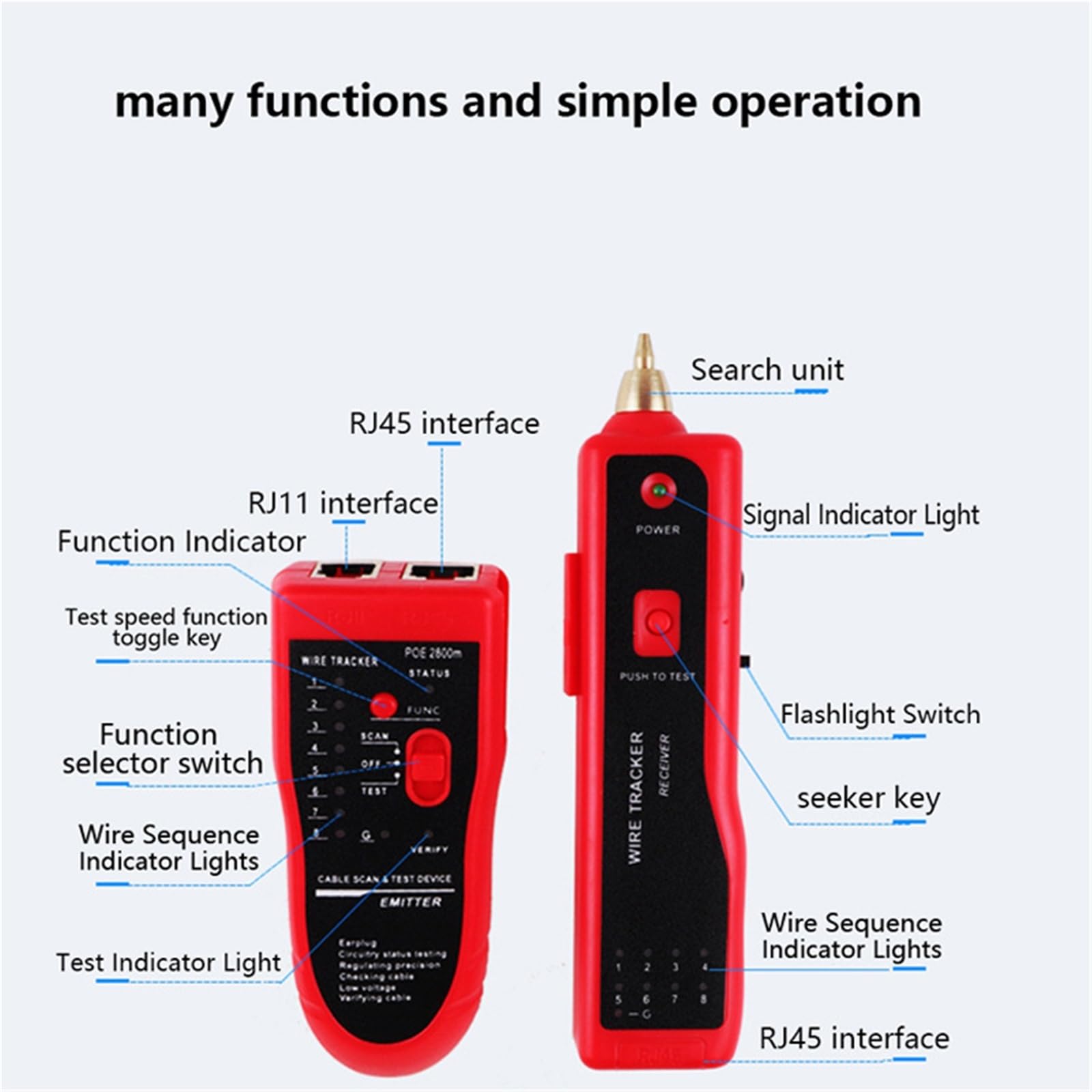 Netzwerkkabeltester, Netzwerkkabeltester, Mehrzweck-Telefonsignaldetektor, Prüfwerkzeug, Leitungsmessgerät, Patrouille,für Netzwerkkabel
