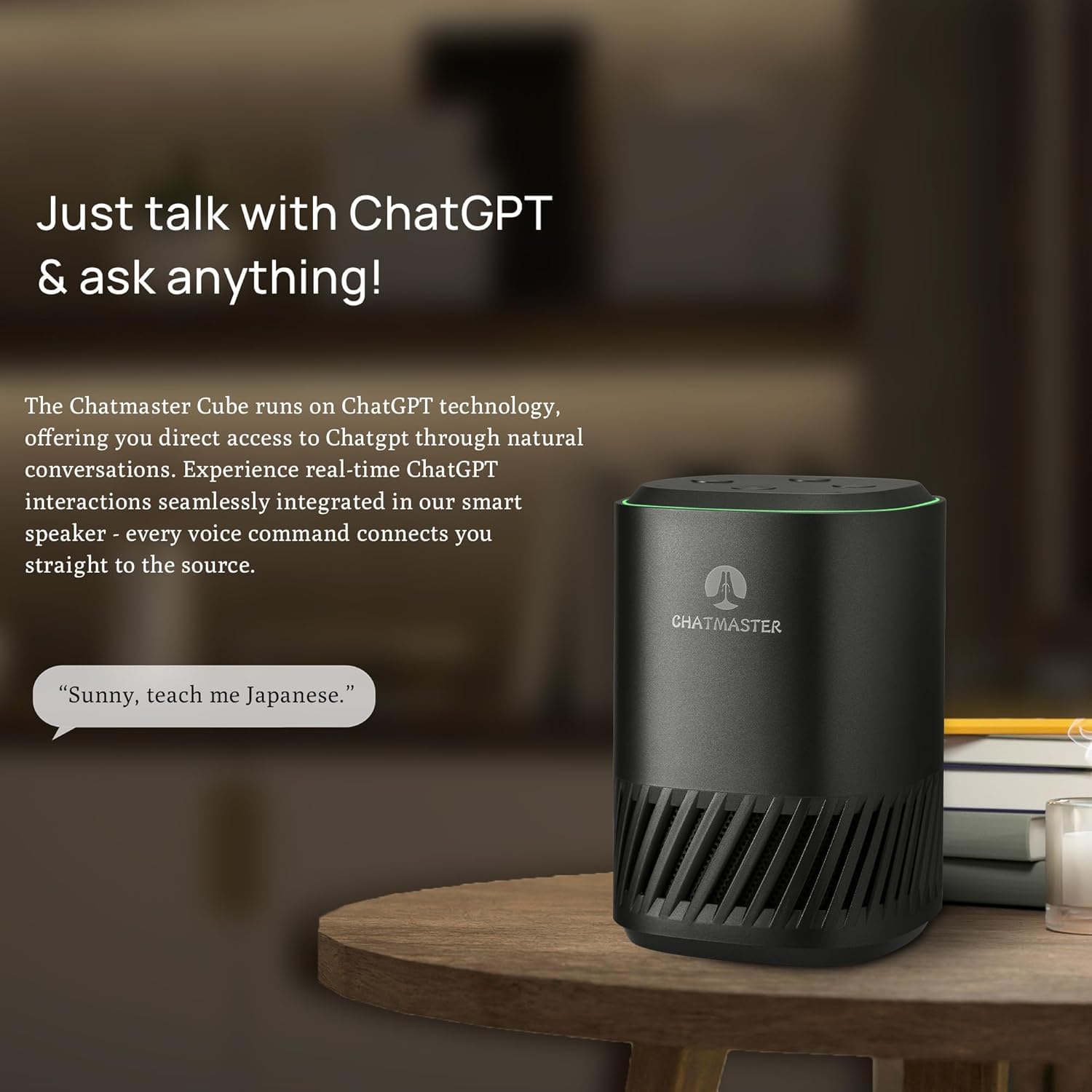 Chatmaster Cube: World's First ChatGPT-Enabled Smart Speaker with Built-in Alexa – Voice-Control AI Assistant for Smart Home & Music Streaming (Matt Black)