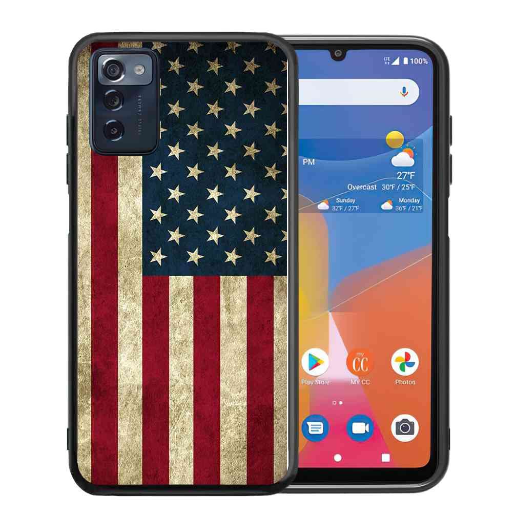 ABLOOMBOX for Consumer Cellular ZMAX 5G Case for Girls Women US Grunge Flag, Anti Scratch Bumper Shockproof Protective Case Cover