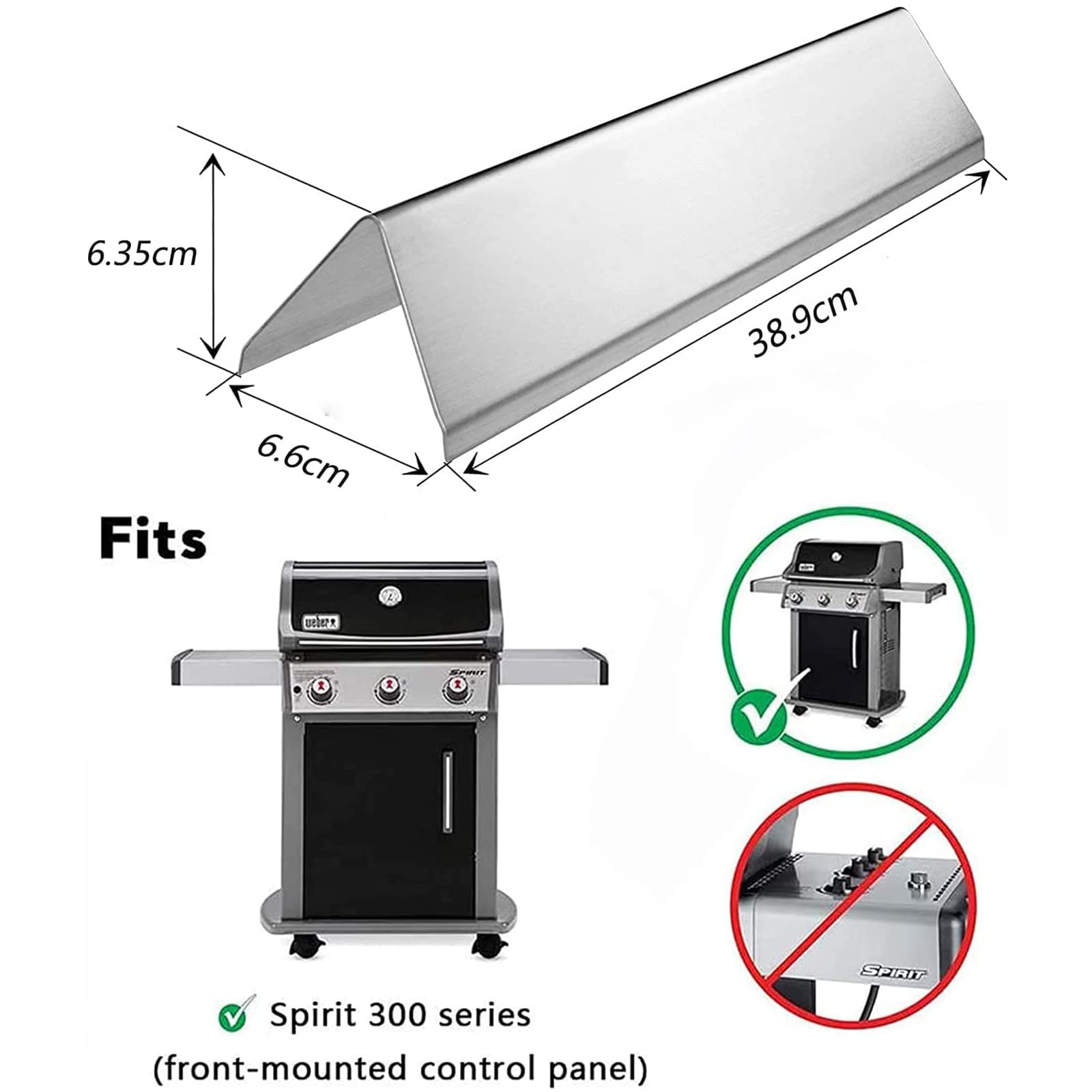 GFTIME 38.9CM 7636 Piastra Barre Flavorizer Parti di Ricambio per Weber Spirit Ⅱ E-310, Spirit E310 S310 E320 S320 E330 S330, Acciaio Ino Copri Bruciatore Diffusore Accessori per Weber 2015 Models