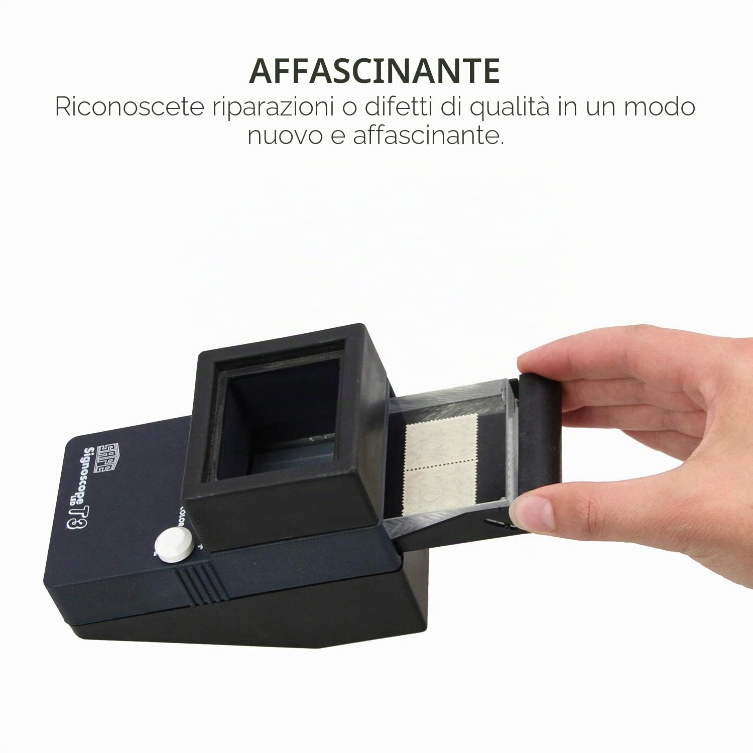 SAFE 9893 Rilevatore di filigrana Signoscope T3 | Tester di filigrana con 3 LED regolabili ad 8 colori | rende visibili le differenze di filigrana sui francobolli