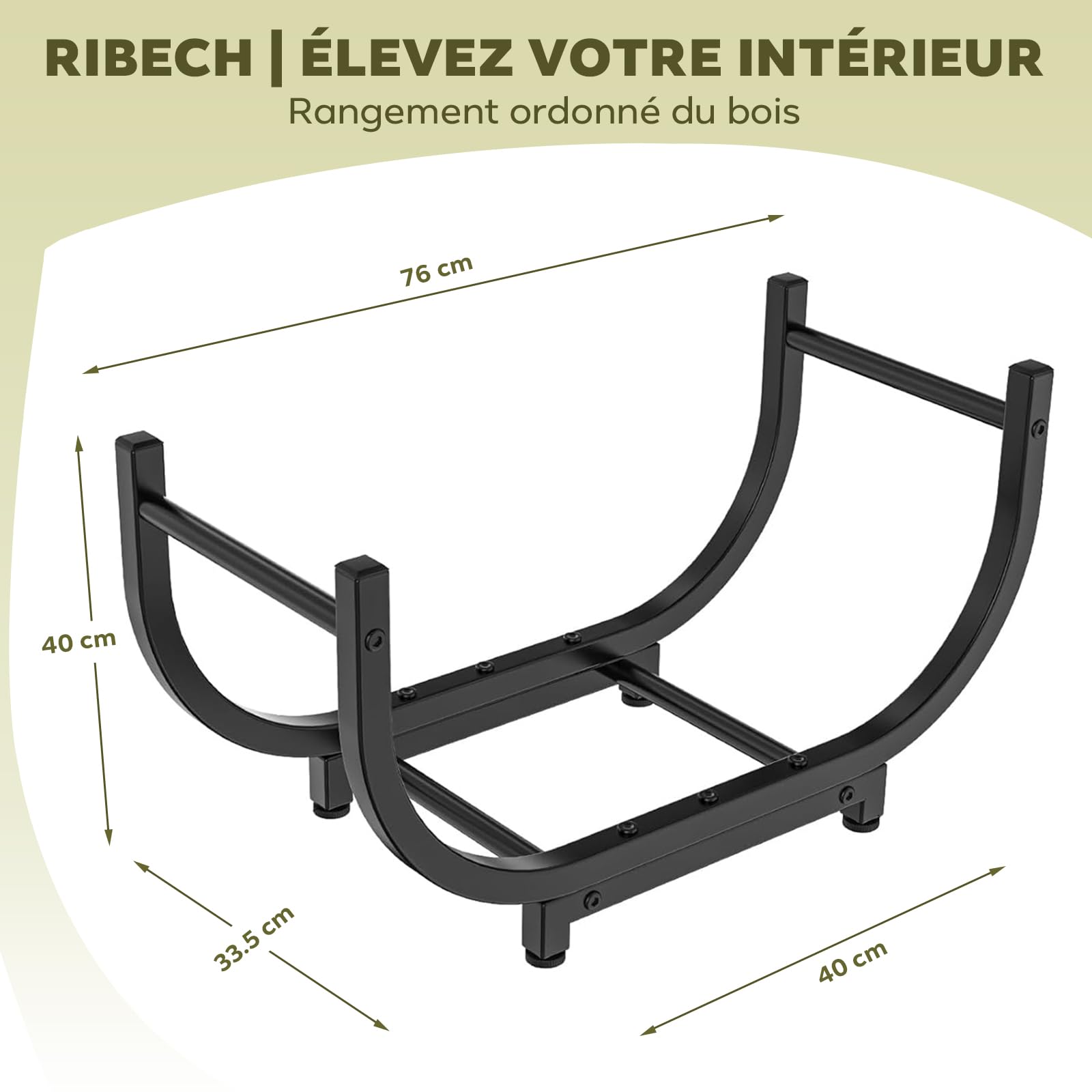 Rangement à Bois de Chauffage en Métal Porte-bûches pour Intérieur et Extérieur | Étagère Design pour Cheminée, Jardin, Camping et Camping-car | Montage Facile, Noir