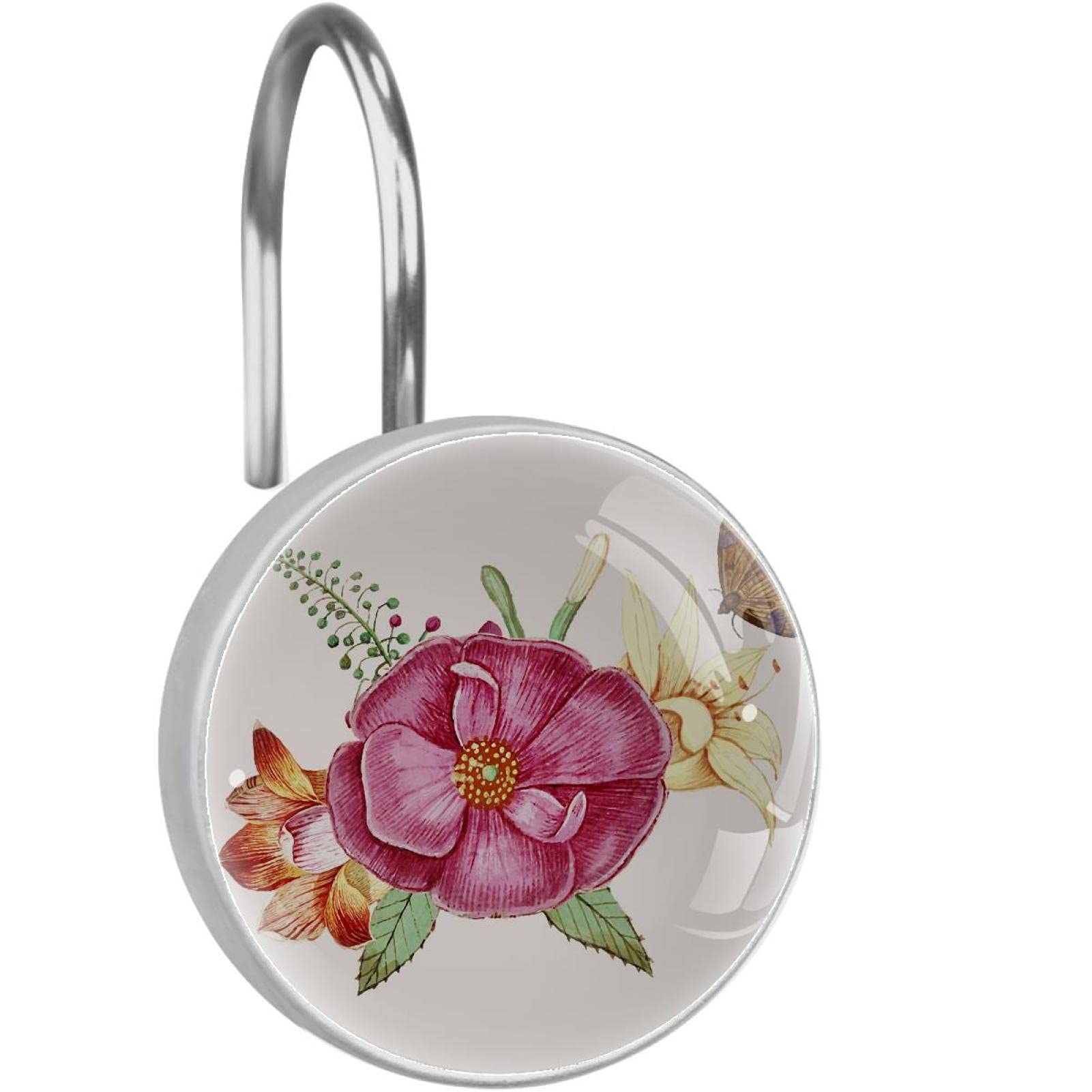 Crochet décoratif pour salle de bain rétro rideau de douche rose sauvage cristal