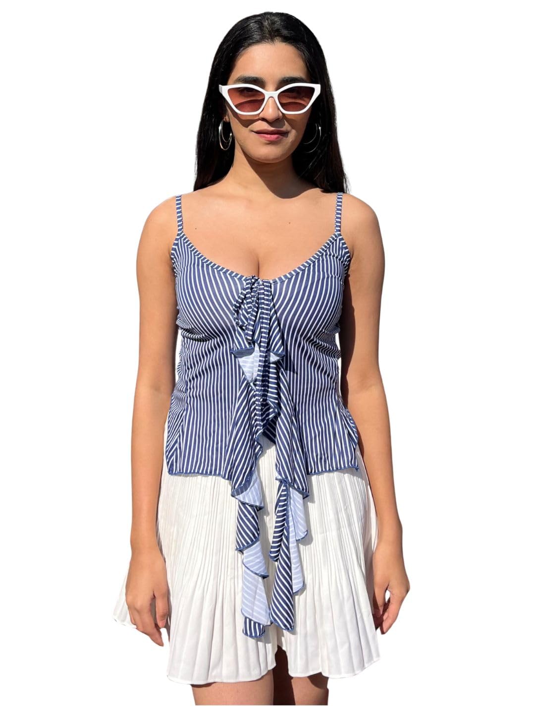 tandul Women's Striped Multicolor Top- Cotton Blend Western Style Sleeveless for Office, Casual, Festive & Party (12128)-picture-21