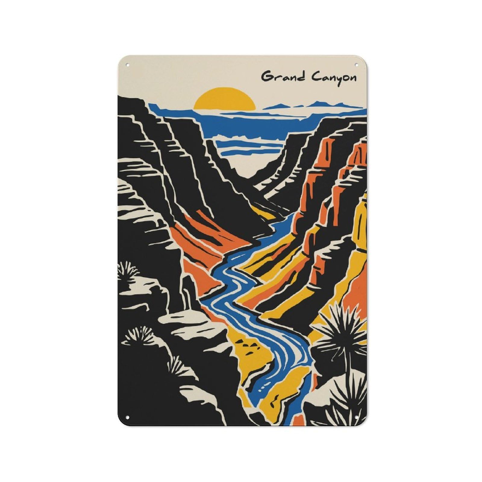 Junmoney Style-23 Vintage Grand Canyon Landscape Illustration Garden Room Metal Sign 30X20cm, Porch Wall Decor For Conservatory, Home Bar Or Utility Room