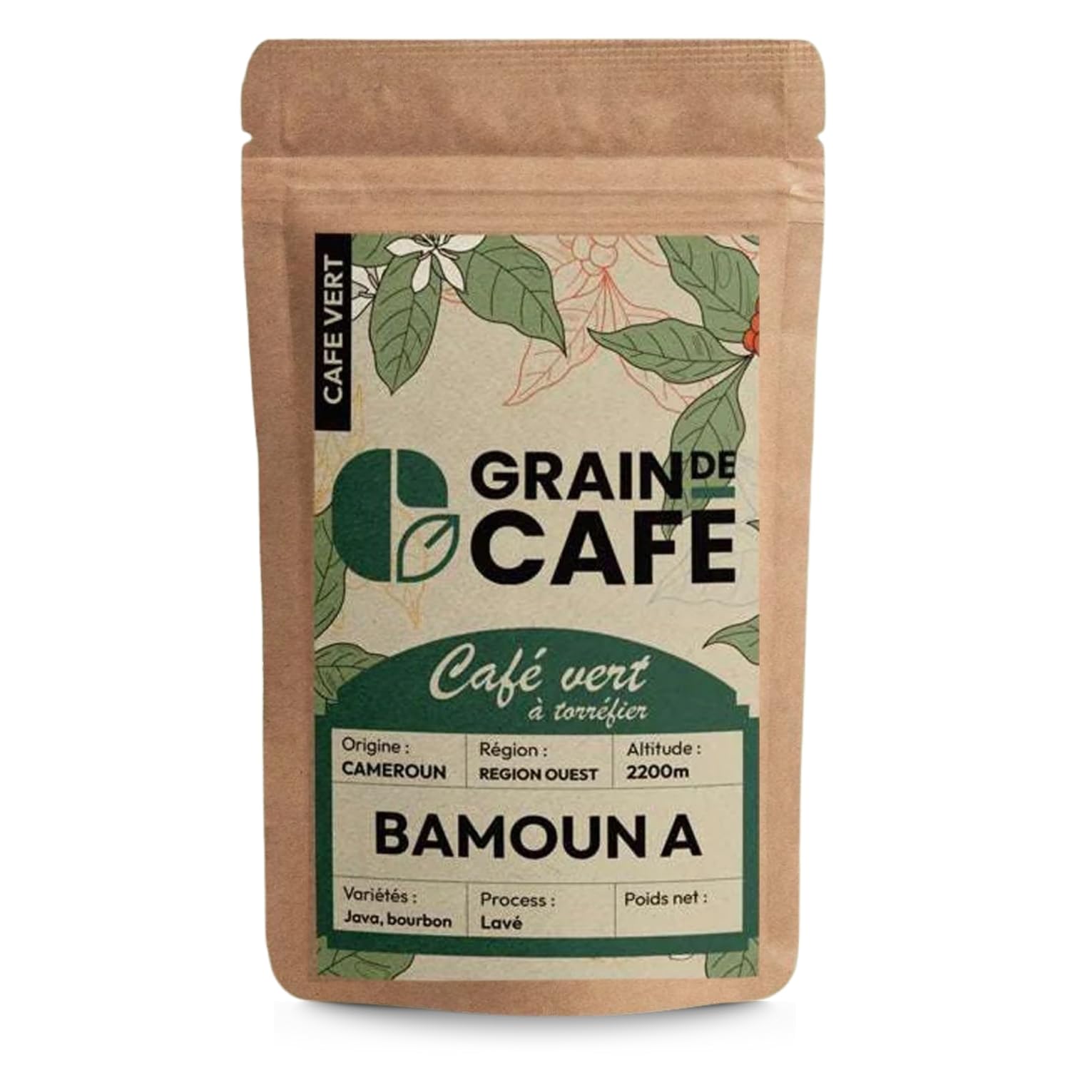 Graindecafé – Café Vert Cameroun Bamoun A 1kg | 100% Arabica Non Torréfié À Torréfier Soi-Même | Rond & Épicé | Notes De Bois & Cacao | Café Cru En Grain | Idéal Machine À Grain Une Fois Torréfié