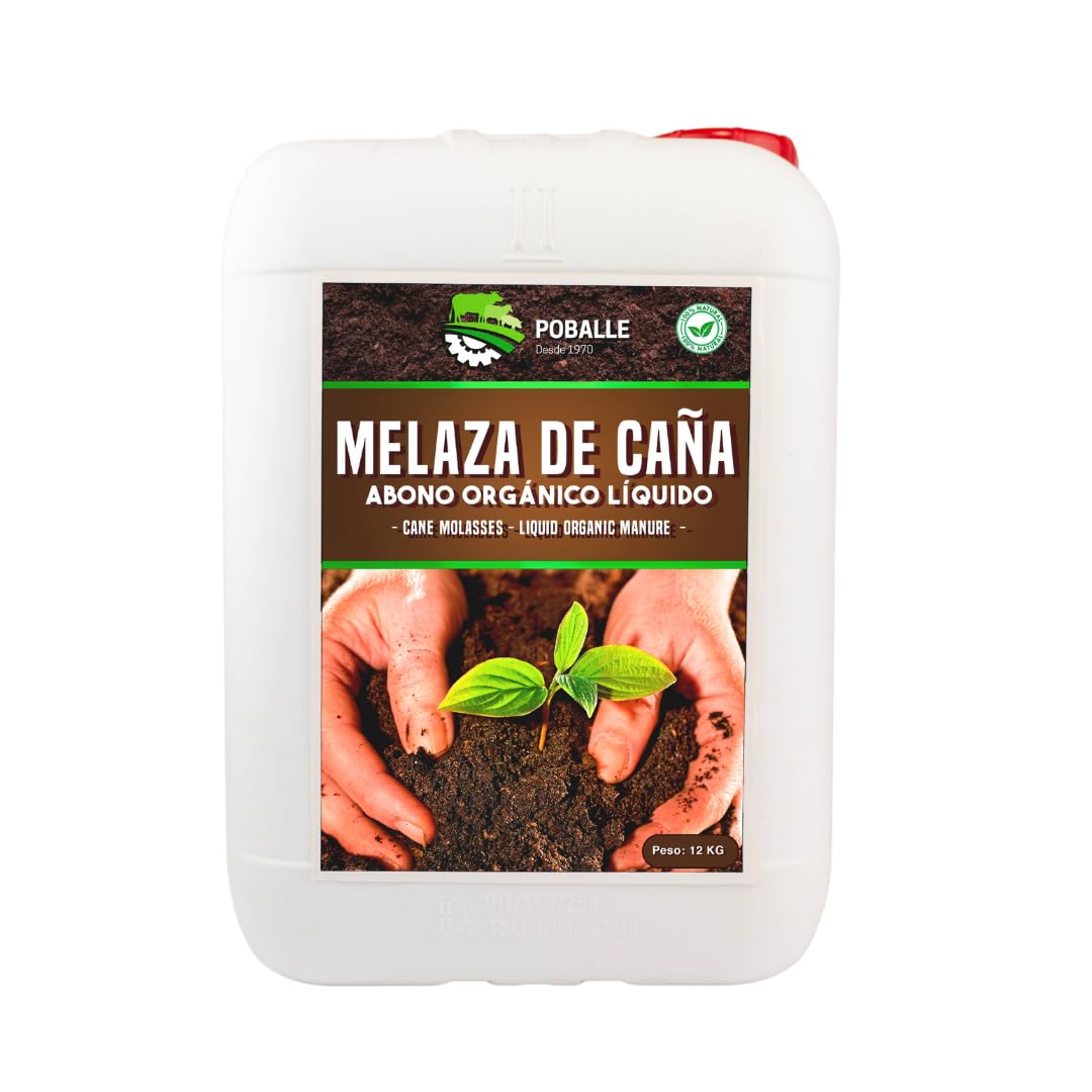 MELAZA POBALLE para COMPOST – Melaza para cultivo, cosechas y plantas. Garrafa de 12 kg de MELAZA de Caña de alta pureza. Genérico