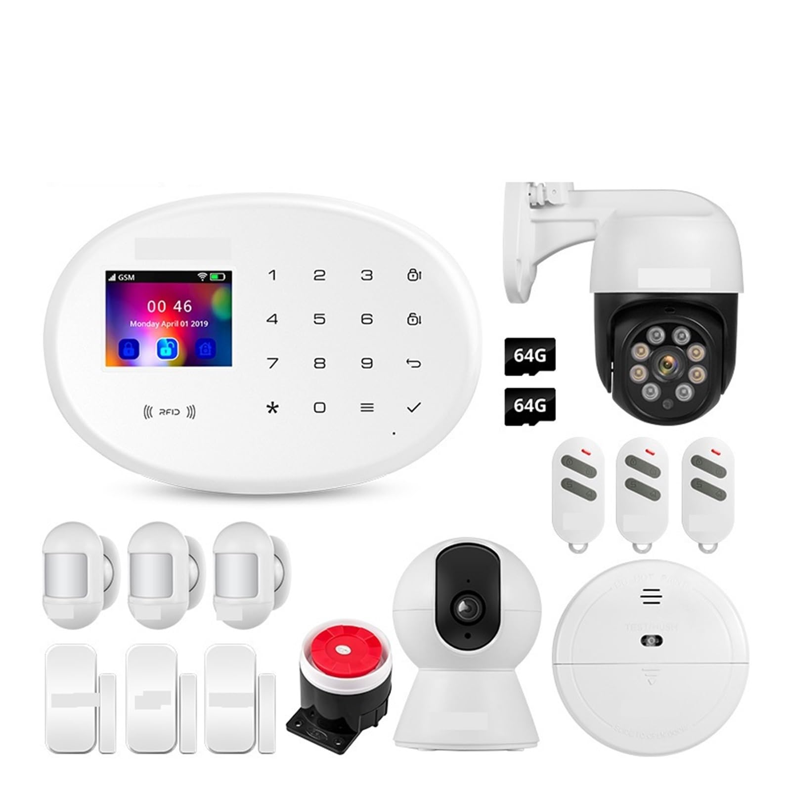 CUDTAPI 4G Alarm System GSM Wireless Home Tuya Smart Support Burglar Motion Sensor Siren(KIT 4)