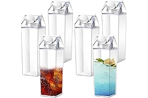 34 oz Clear Milk Carton Water Bottle With 6Pcs Reusable Milk Cartons