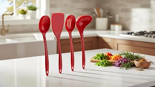 Miniatura 4 de Juego de utensilios de cocina de melamina Calypso Basics de Reston Lloyd, Rojo
