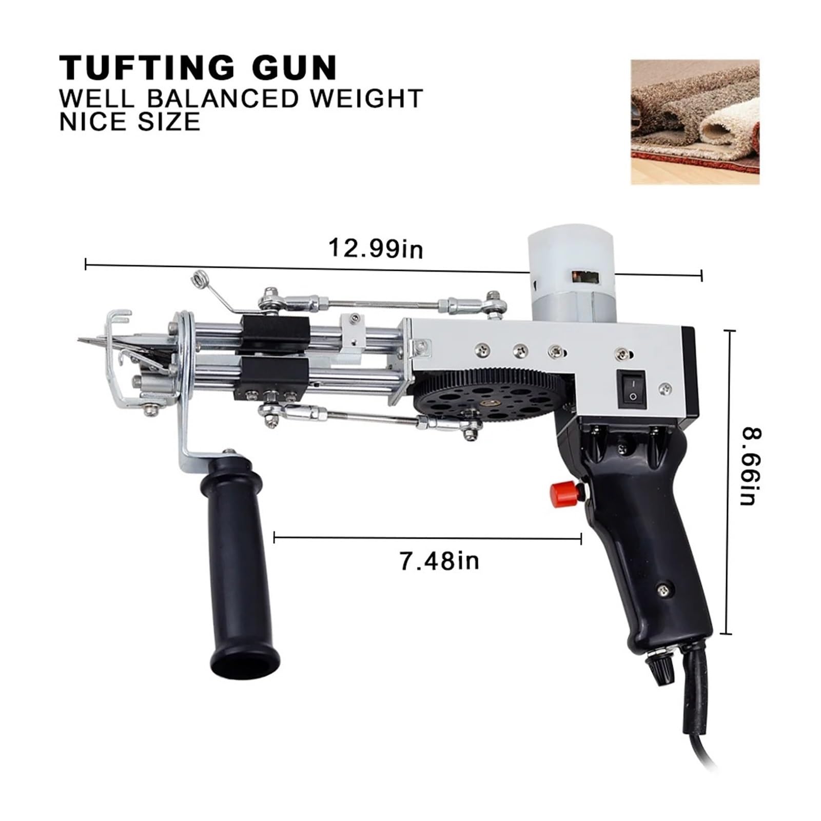 Pistolet Do Tuftingu 2 W 1, Zarówno Dywanów Ciętych, Jak I Pętelkowych, Elektryczny, Ręczny, Maszyny Flokowania Bezpieczny I łAtwy W UżYciu(Blue)