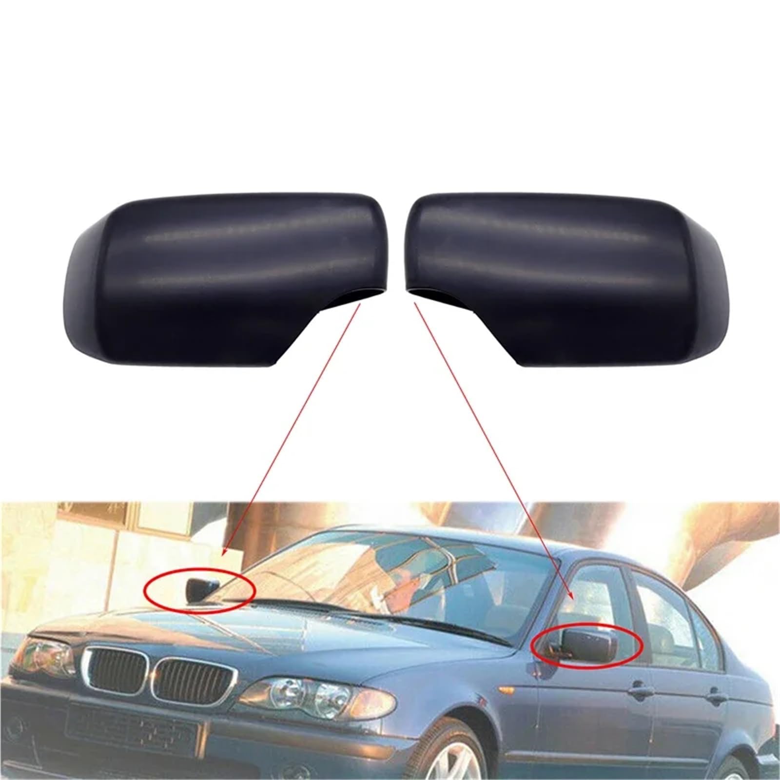 Pokrowiec na lusterko wsteczne, matowy, czarny, do BMW serii 3 i 5, E46 Compact, E39 51168238375 51168238376 Osłona boczna lusterka samochodowego