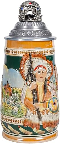 AEIDDRWAA Jarra de cerveza de 0.85L con tapa de peltre Matel Baviera de acero Alemania Oktoberfest Tankard Eagle Bierkrug Beber Glass Horn Coffee