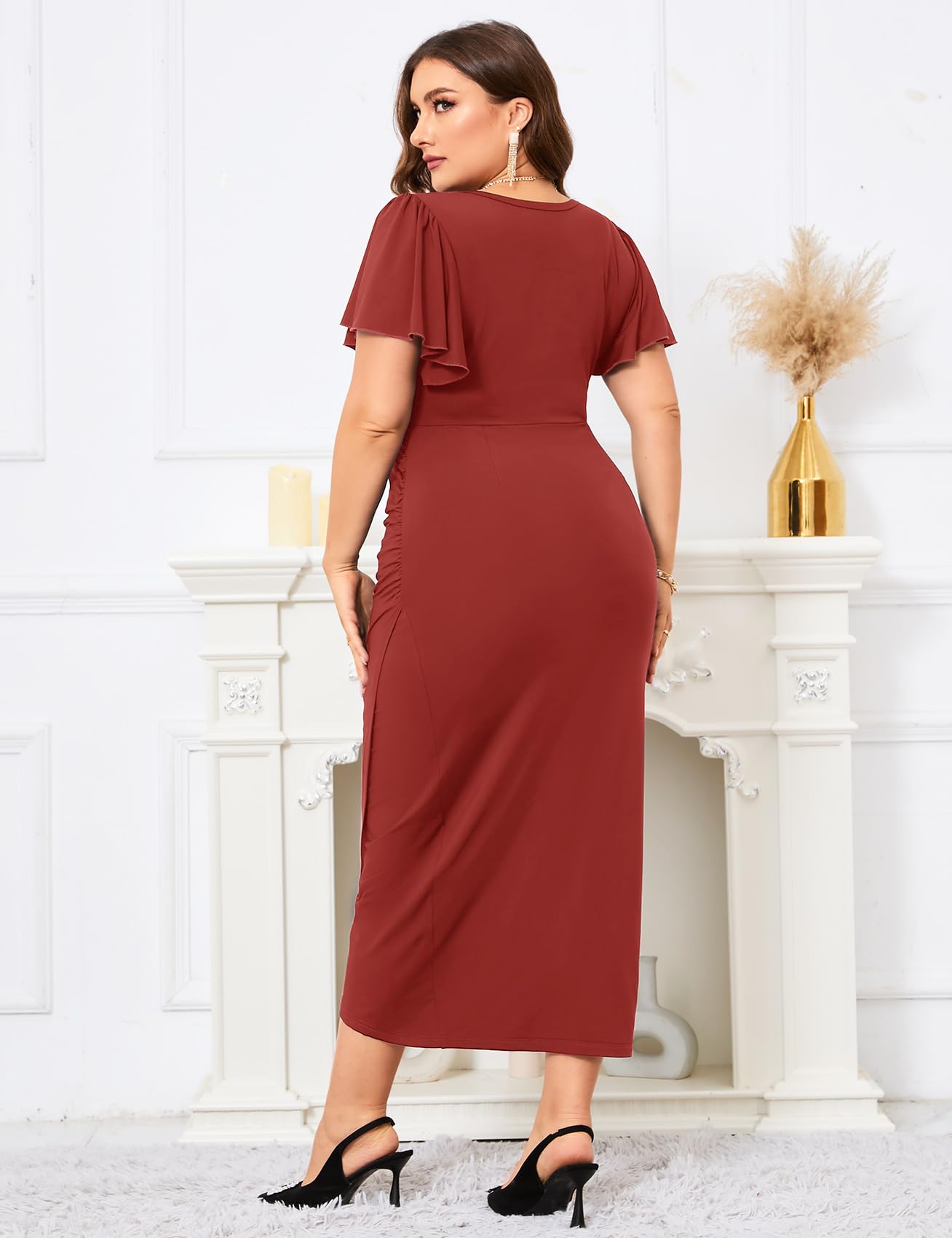 sachin and babi light blue dress Plus Size Knot Detail Maxi Dress in Wine main image 0