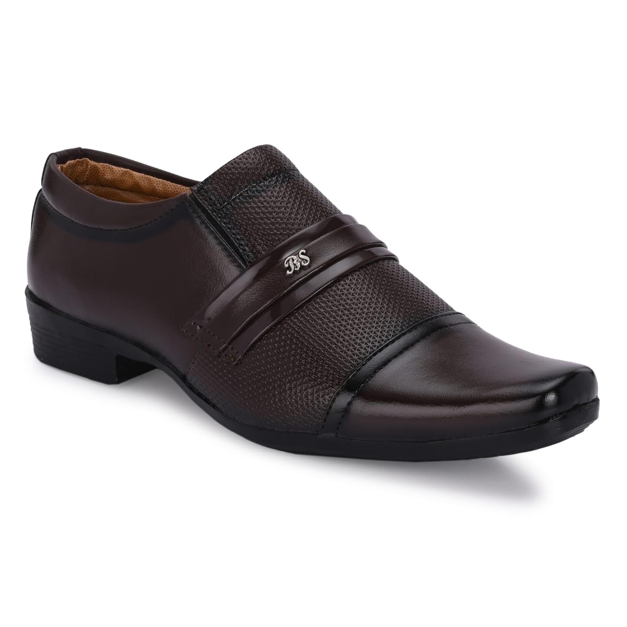 Men's Dark Brown Formal Shoes Slip-On Office Wear Business Casual Footwear Comfortable Synthetic Leather Dress Shoes-picture-49