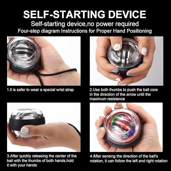 Wrist Trainer Ball Auto-Start Wrist Strengthener Gyroscopic Forearm Exerciser Gyro Ball for Strengthen Arms, Fingers, Wrist Bones and Muscles