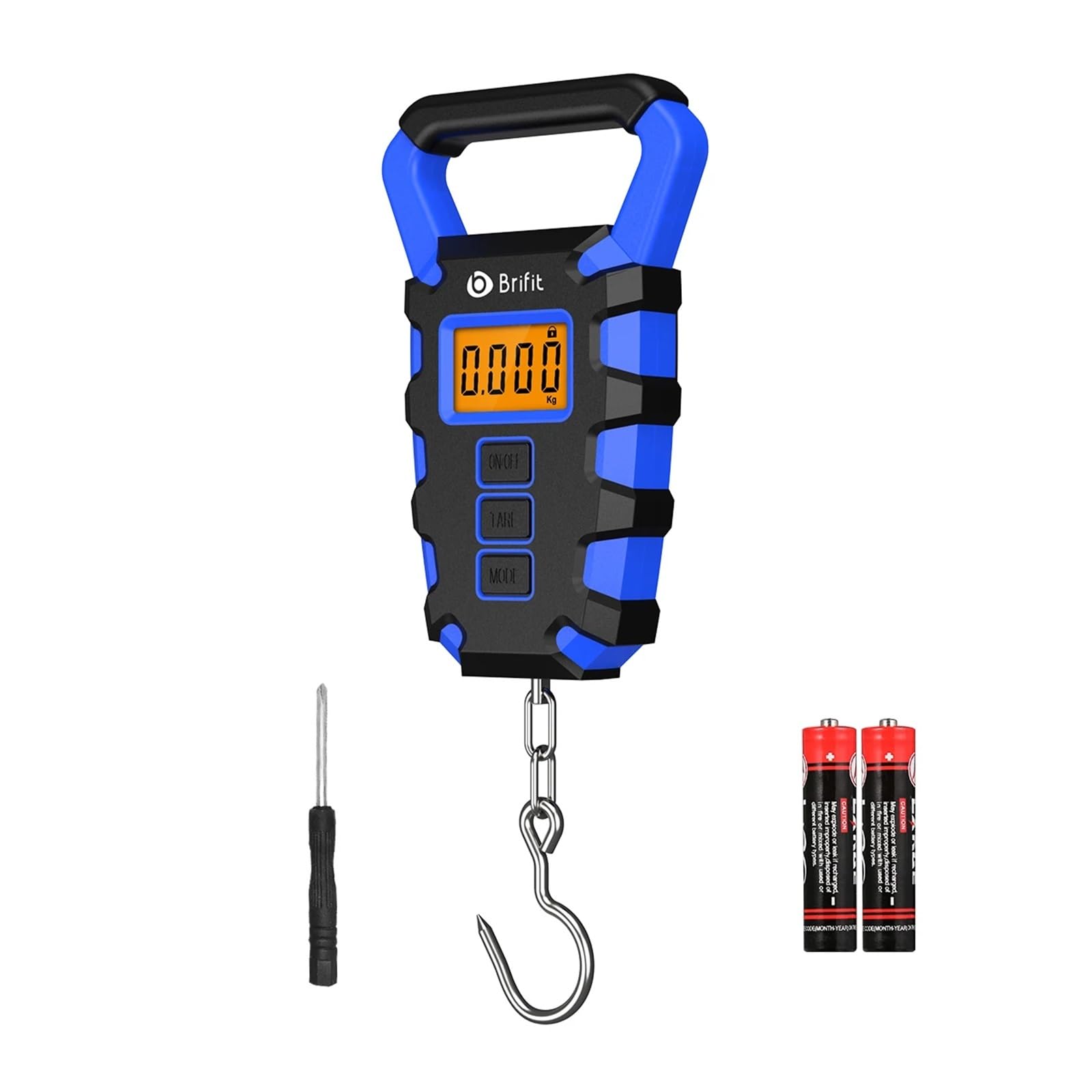 Waga wisząca 50 kg z linijką Cyfrowy przenośny haczyk na ryby Elektroniczna waga do bagażu Waga z wyświetlaczem LED Bilans(Blauw)