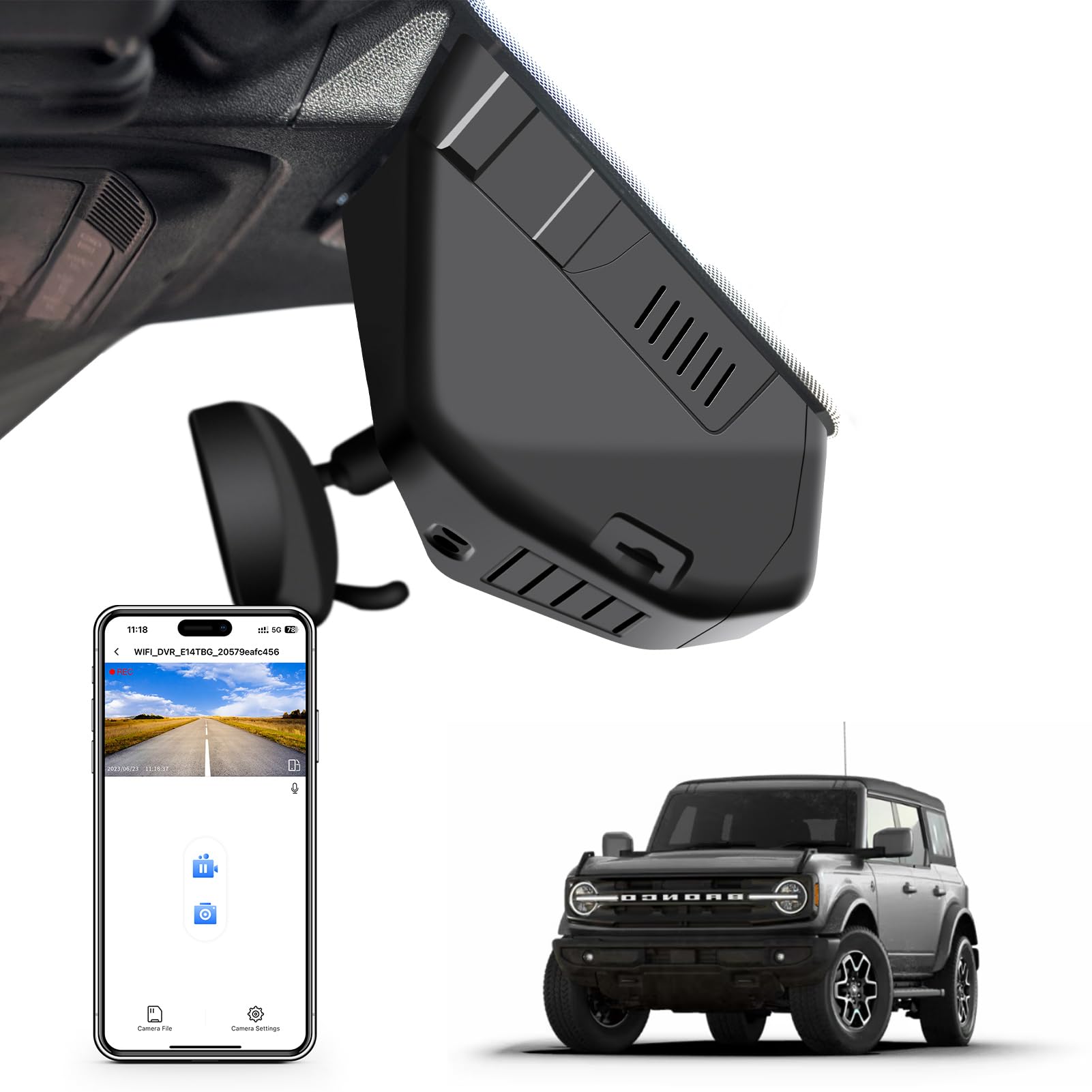 Mangoal 4K Dash Cam Fit for Ford Bronco 2021 2022 2023 2024 2026 Model A Does Not Fit