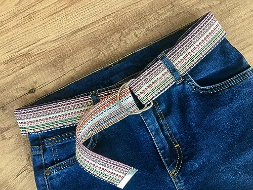 Colorful Unisex Woven Belt, D Ring 1.5" Canvas belts, Cotton Webbing Belt for all Seasons, Gift For Women or Men,4