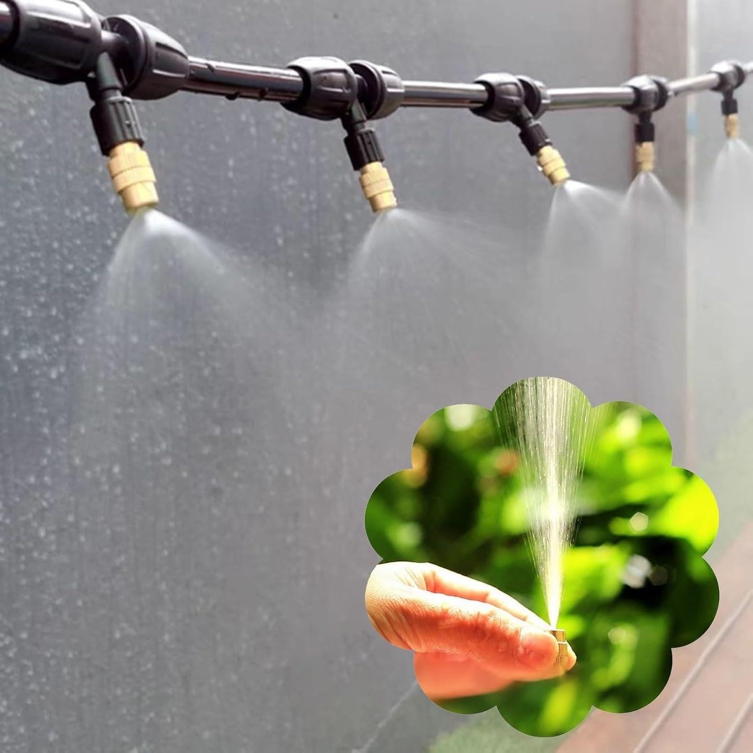 Sistema Irrigazione a Risparmio Idrico 100 90 80 60 50 30 20 10 M Patio Gazebo Cortile Signori, Kit di raffreddamento senza strumento per tetto/balcone/serra(L 40m(131ft))