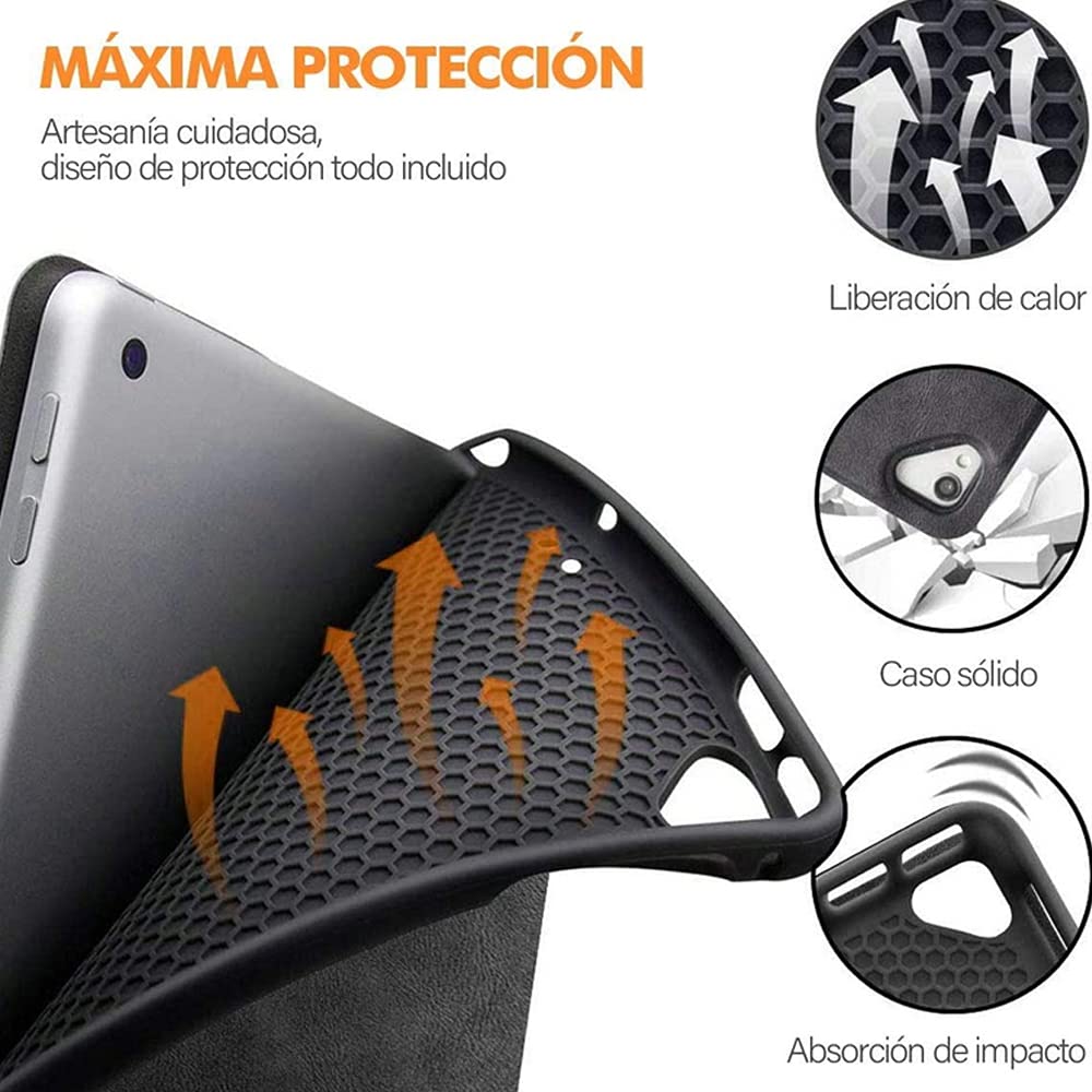 Étui clavier et souris pour iPad Mini 6 2021, coque arrière en TPU souple avec porte-crayon et clavier sans fil détachable 7 couleurs pour iPad Mini 6ème génération 2021, noir