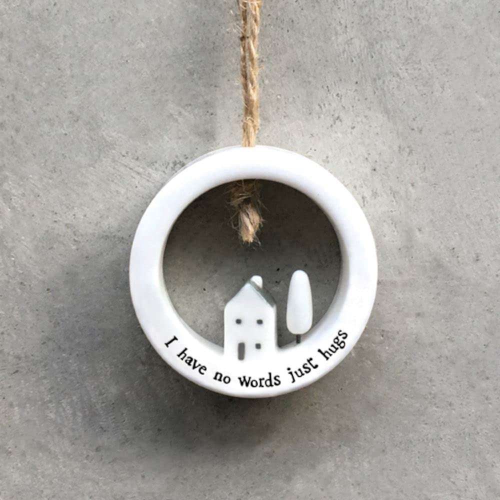 East of India Porcelain Hanger - No Words Just Hugs, Home Decoration, Friendship Keepsake, Thinking of You Gift