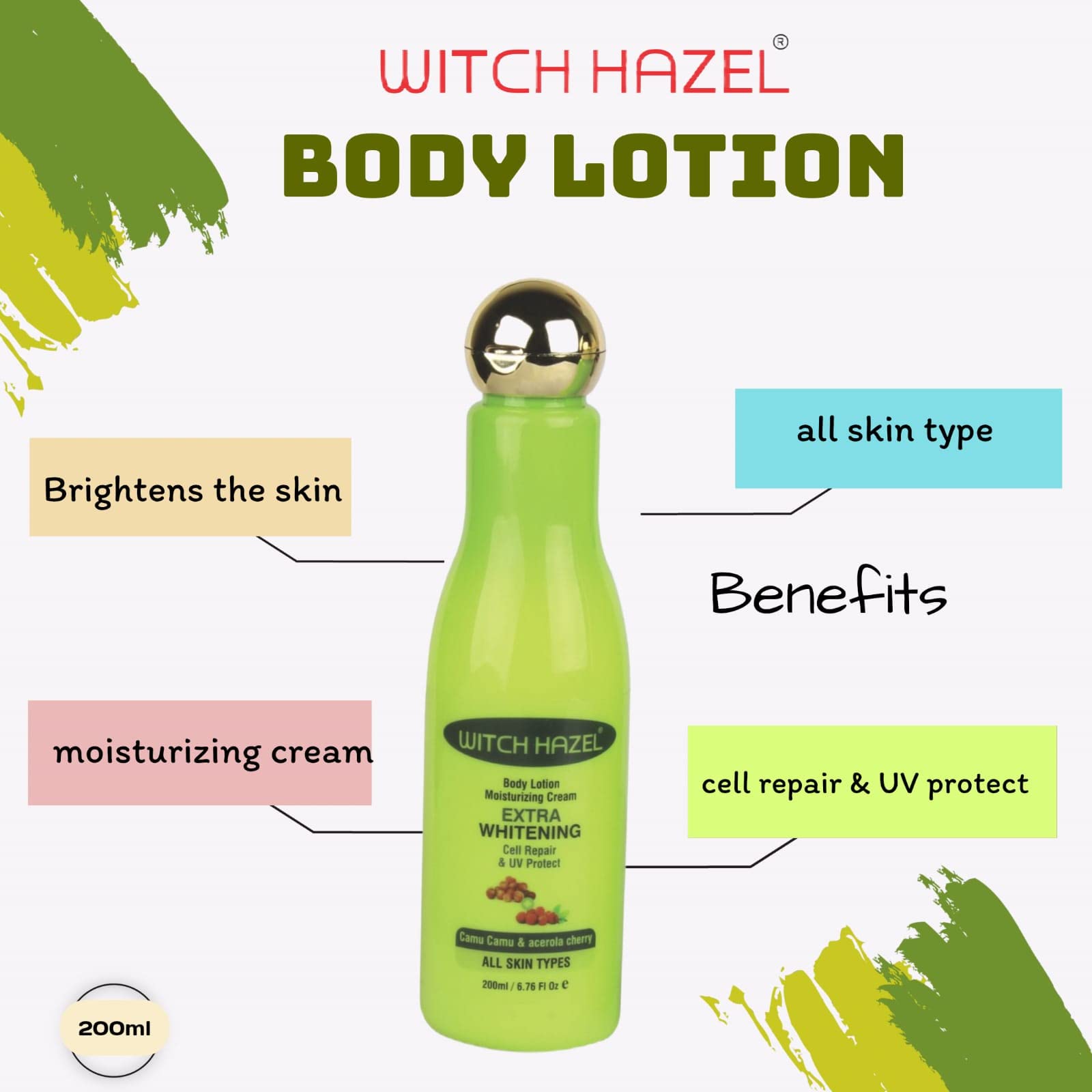 Buy WITCH HAZEL - BODY LOTION, moisturizing cream with extra