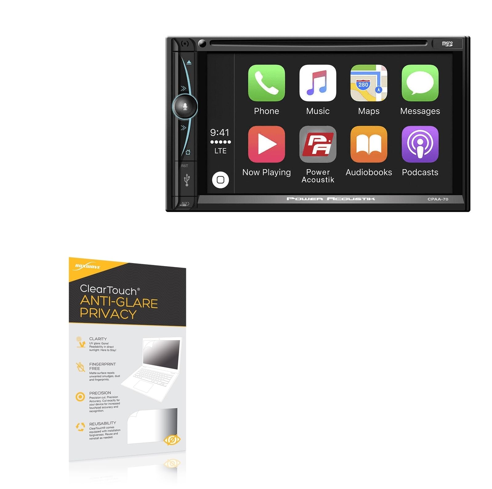 BoxWave Screen Protector Compatible with Power Acoustik CPAA-70D - ClearTouch Anti-Glare Privacy (2-Pack), Privacy Screen Protector Flexible Film Anti-Glare