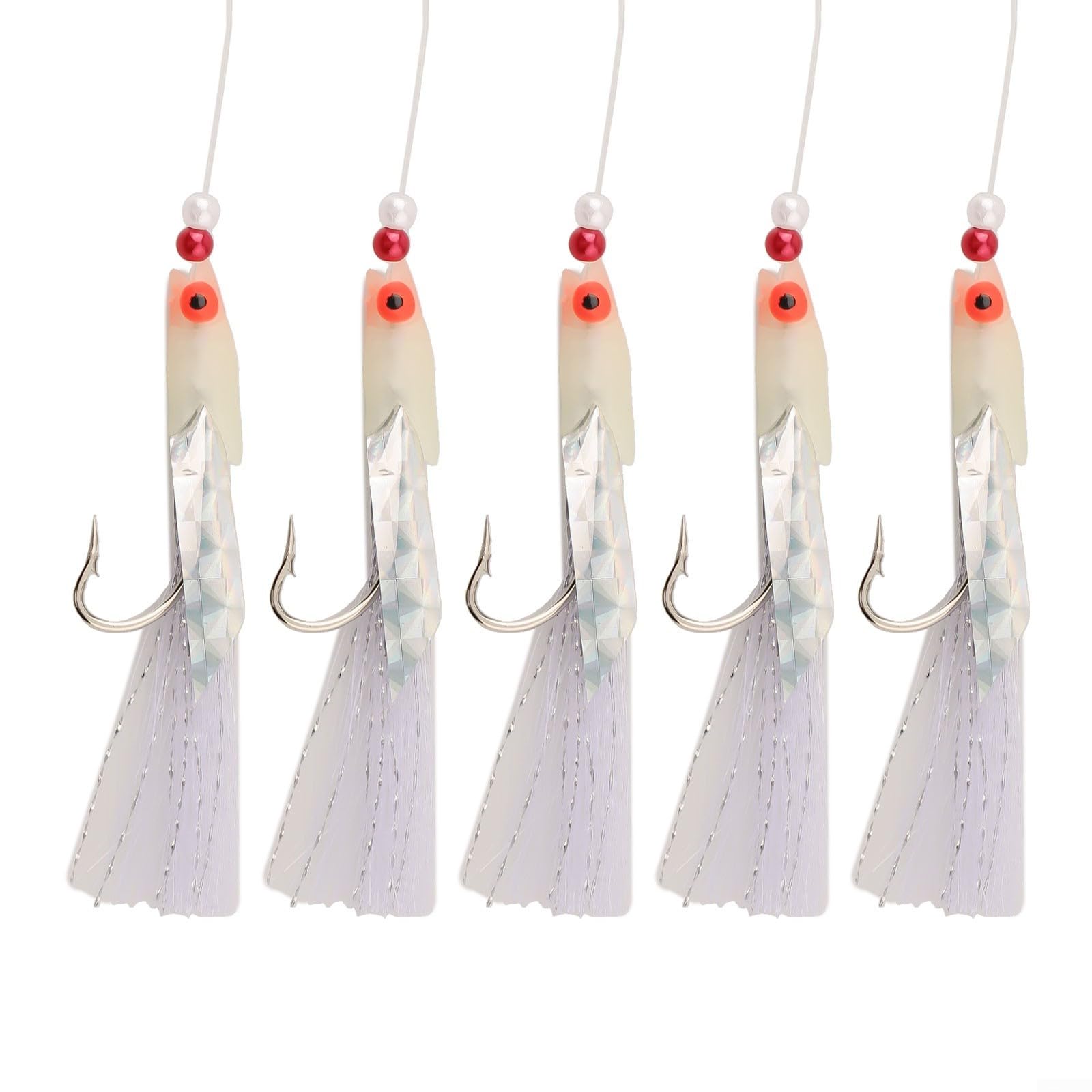 Fishing Lure Rigs 5pcs Set with 6 Hooks Designed for Effective Herring and Mackerel Fishing