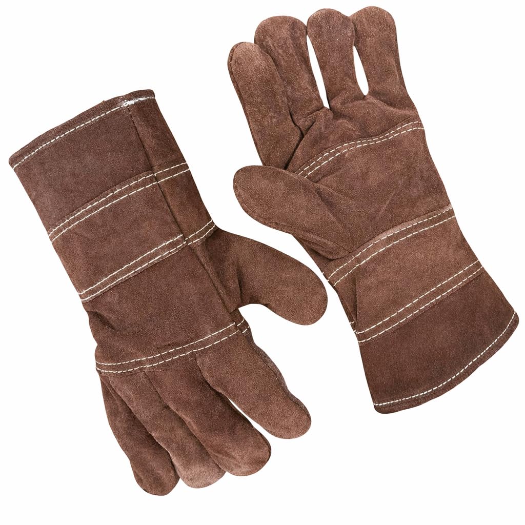 STYLERA Welding Leather hand gloves Animal Handling Leather Gloves for Saftey Against Cats, Dogs, Reptile, Birds, Snakes (BROWN, PACK OF 1 PAIR)-image-27