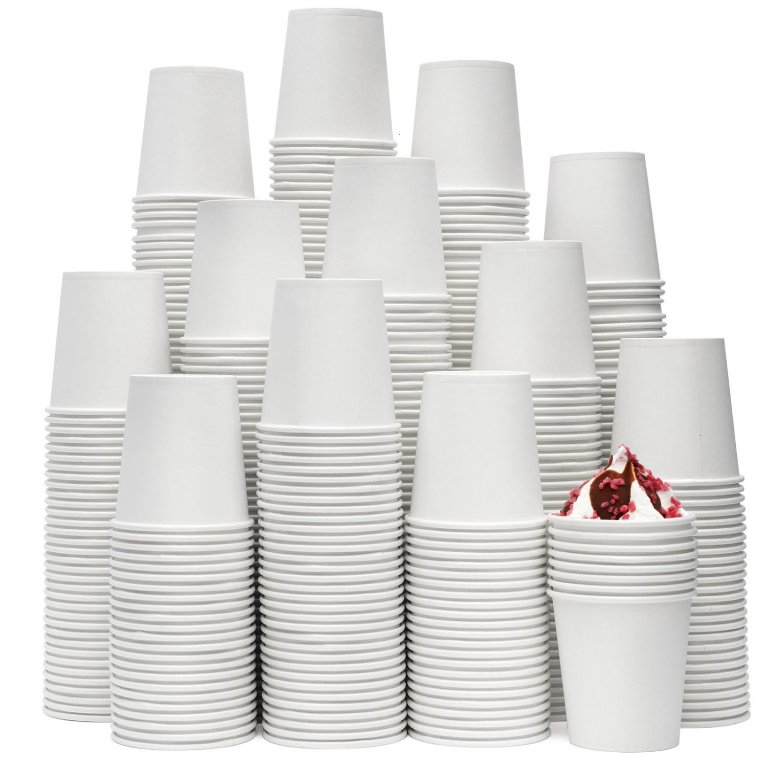Vumdua 800 bicchieri di carta usa e getta da 170 ml, per bevande calde e fredde, per caffè, tè, succhi di frutta, espresso e cortado (bianco)