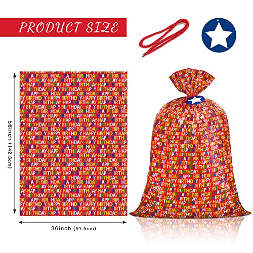 Wrapaholic 56" Large Birthday Plastic Gift Bag - Red Happy Birthday Design For Baby Shower, Kids Birthdays, Parties, Celebrating, Or Any Occasion - 56" H X 36" W #TOP1