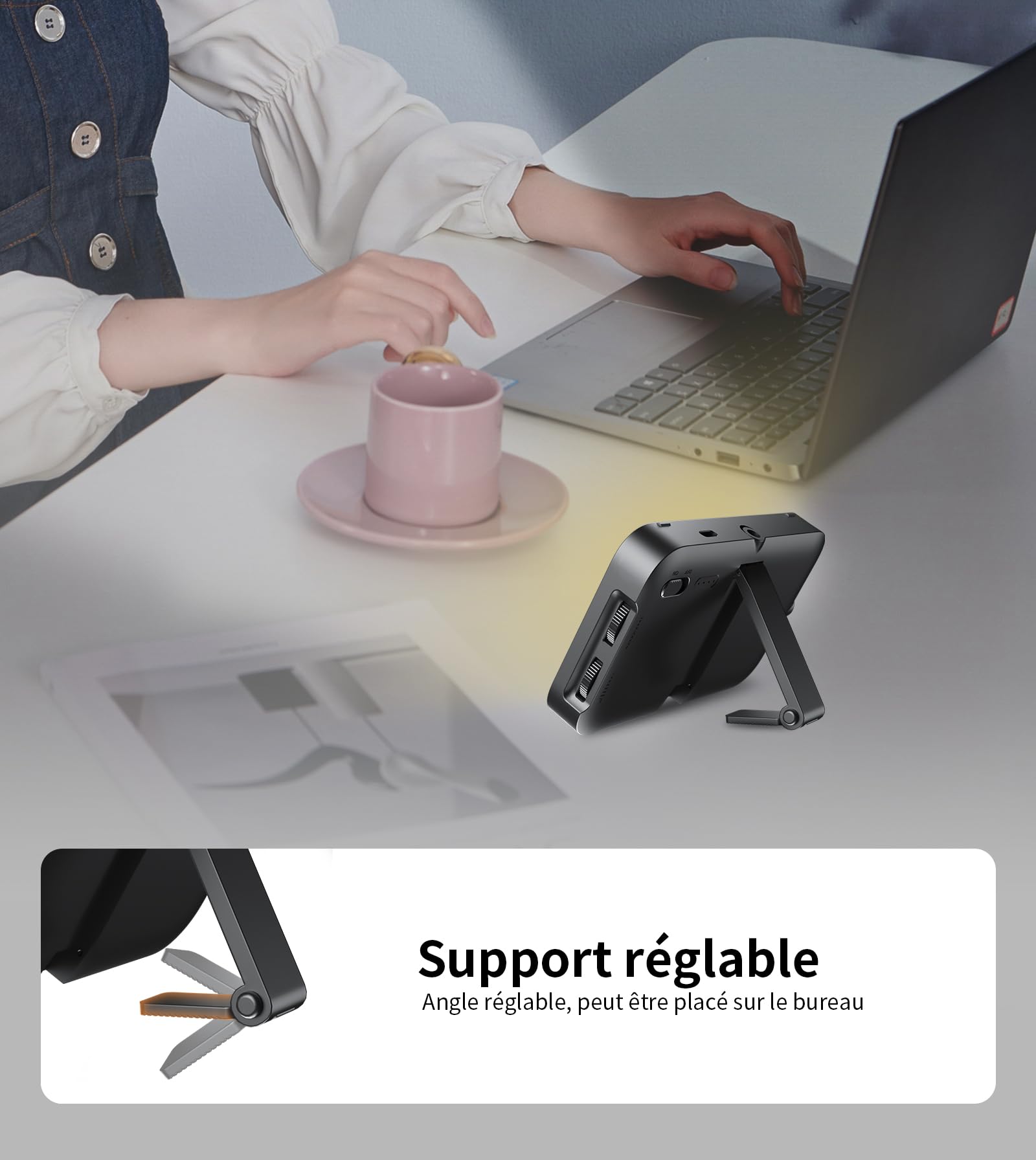 TONEOF 96 LED Lampe de Téléphone Améliorée avec Coque Souple&Support Intégré, Lampe pour Appareil Photo, Lamp de Visioconférence Rechargeable avec Réglage Multiple de la Luminosité, Lamp Selfie-Noir