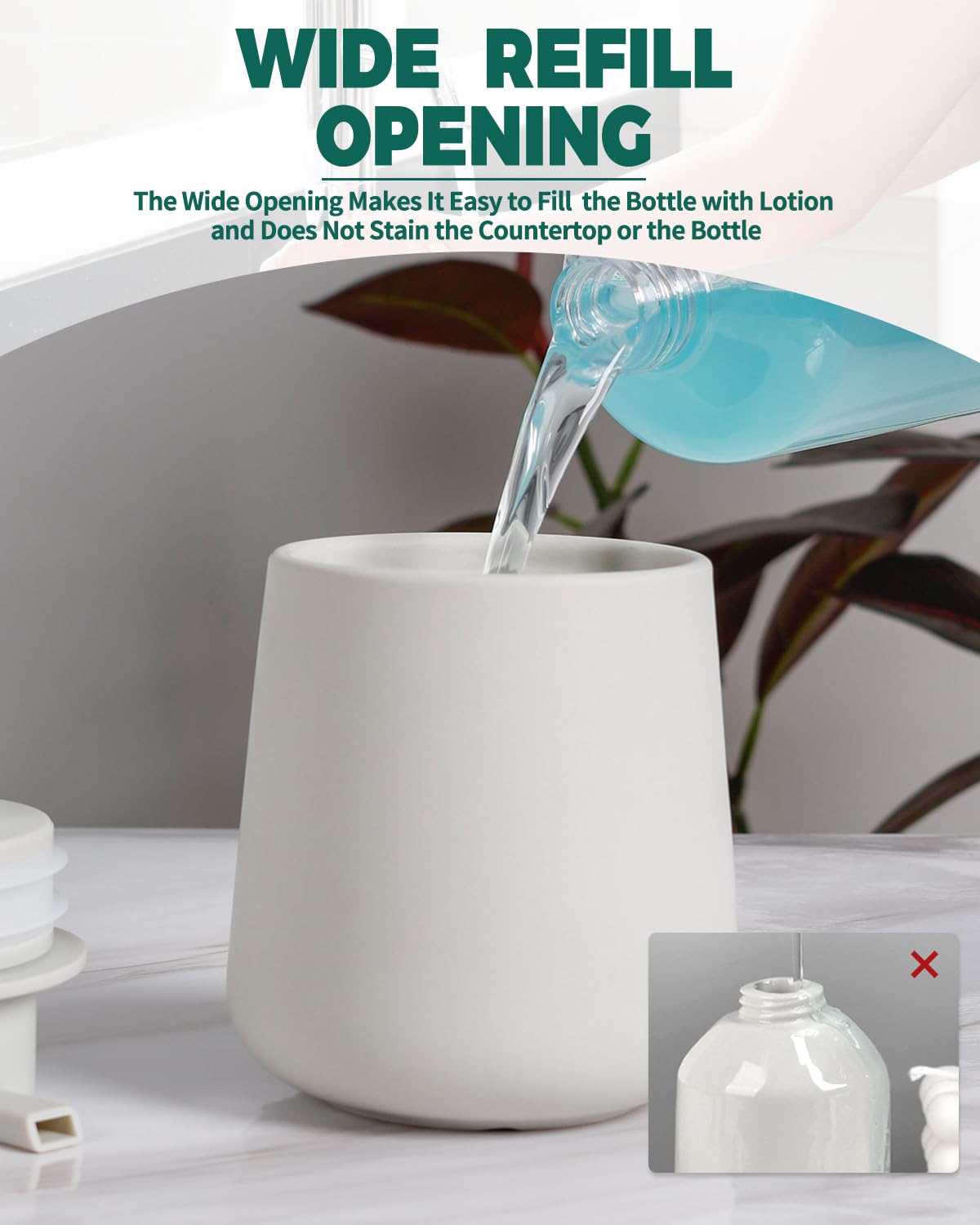 BosilunLife Juego de accesorios de baño, 3 piezas, dispensador de jabón espumoso de cerámica para baño, decoración de baño, dispensador de jabón de espuma y soporte para cepillo de dientes con bandeja